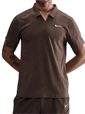 Nike Court Slam Dri-FIT ADV Tennis Polo Shirt HM6752-237 Brown Sz Large NWT